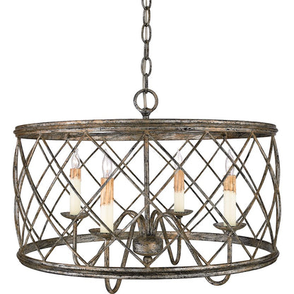 4 Light Pendant, Century Silver Leaf