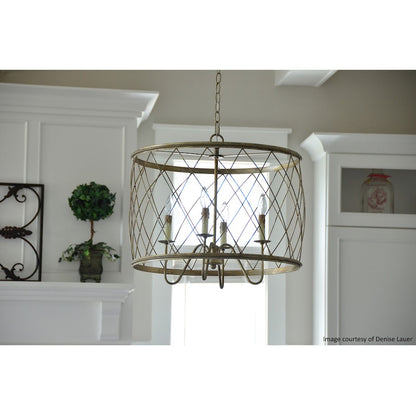 4 Light Pendant, Century Silver Leaf