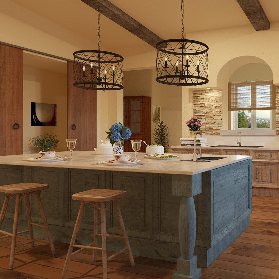 Quoizel Dury 4 Light Pendant in Palladian Bronze