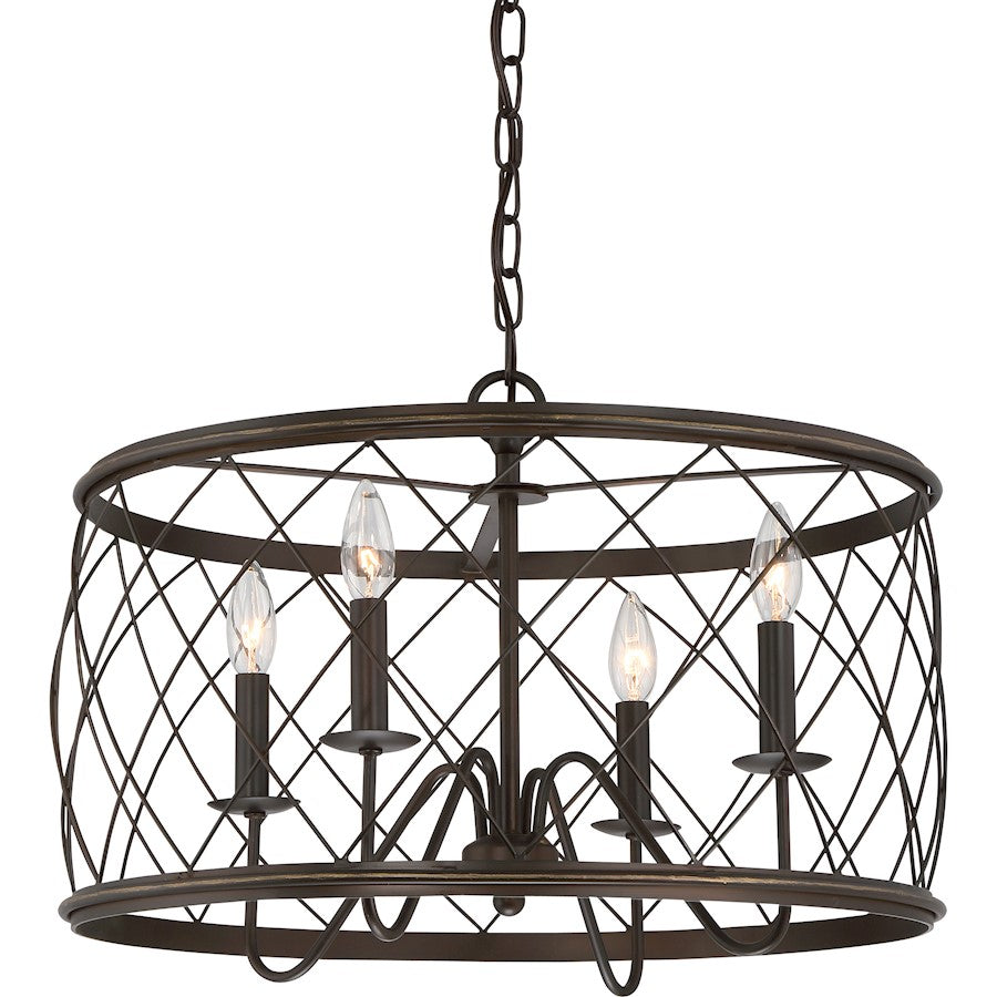 Quoizel Dury 4 Light Pendant in Palladian Bronze