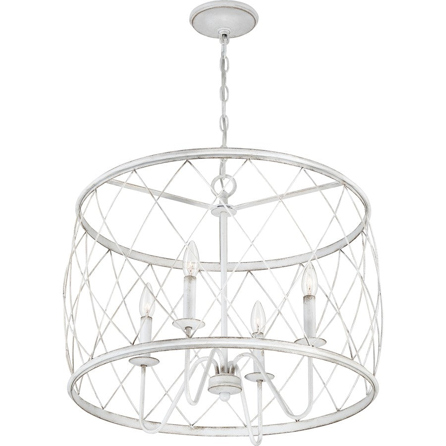 4 Light Pendant, Antique White