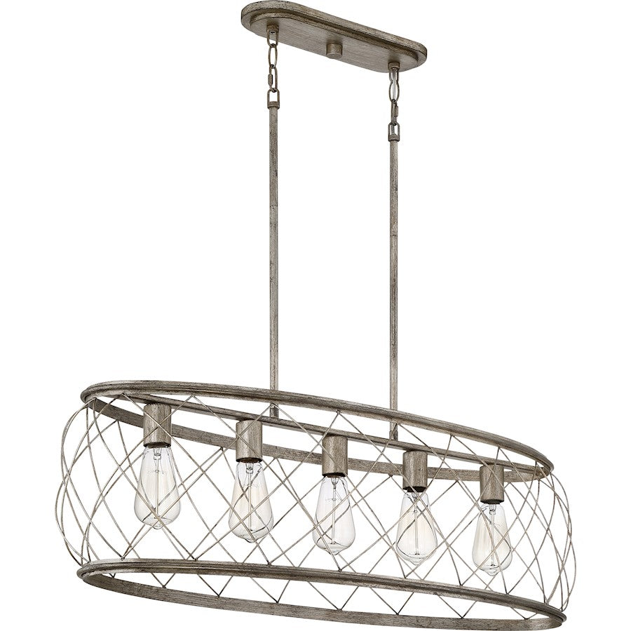 Quoizel Dury 5 Light Island Light, Century Silver Leaf