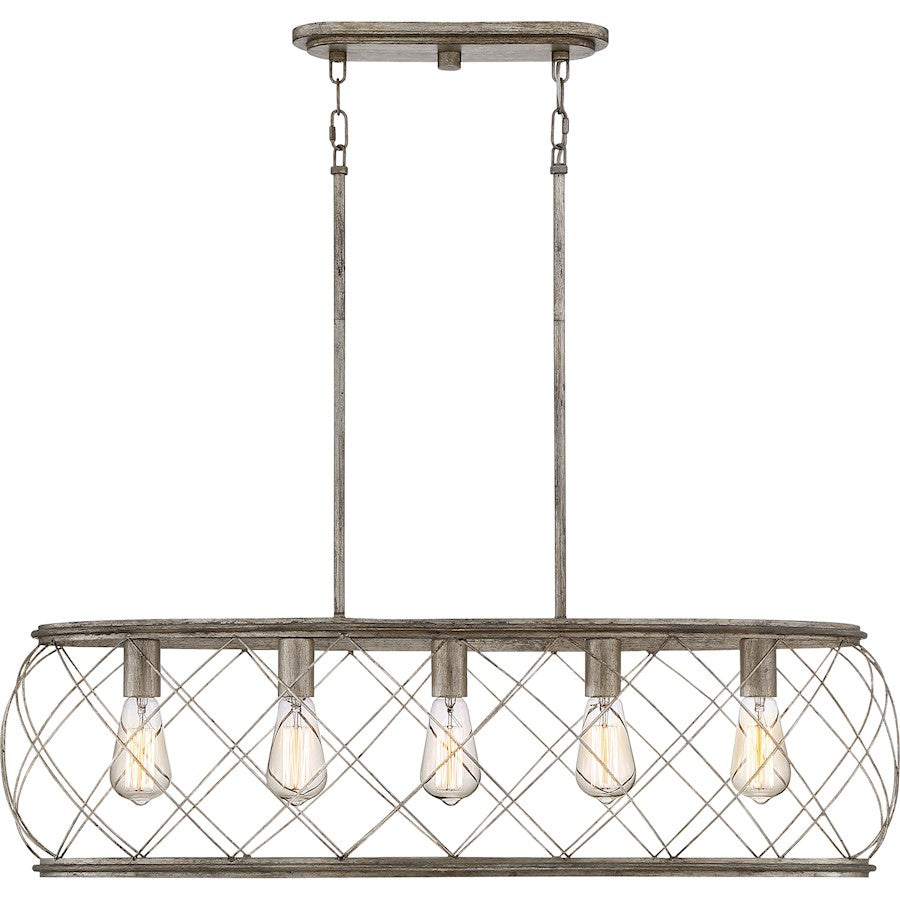 Quoizel Dury 5 Light Island Light, Century Silver Leaf