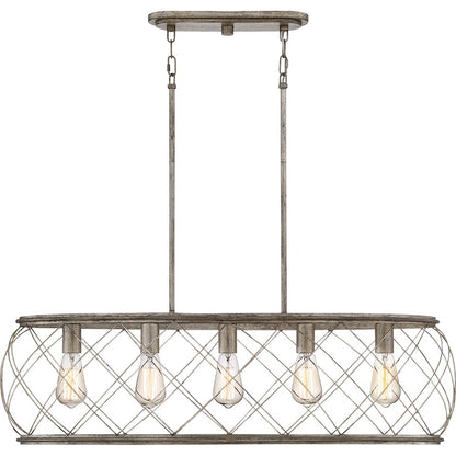 Quoizel Dury 5 Light Island Light, Century Silver Leaf