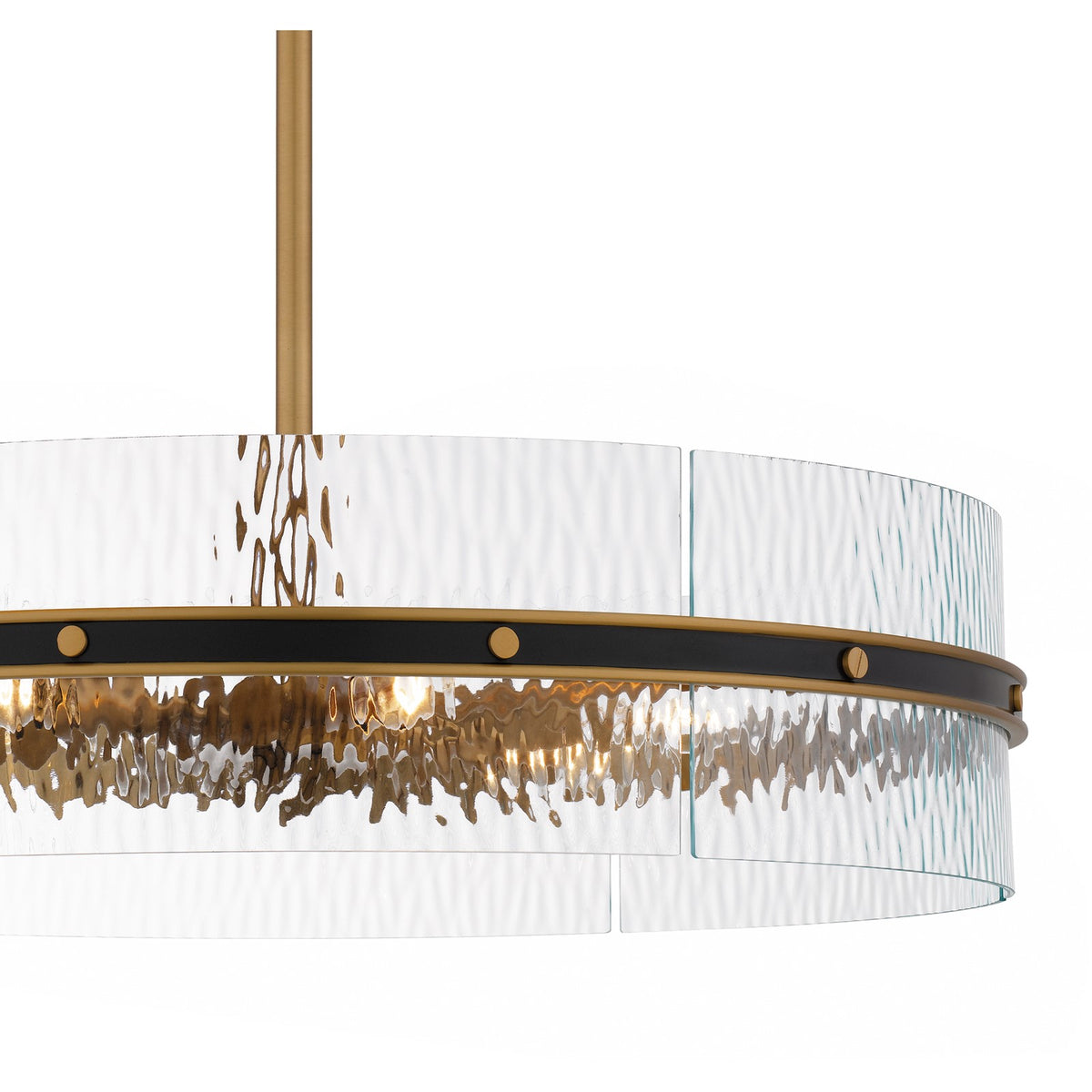 Quoizel Reagan 24in 6-Light Pendant | Industrial Matte Black and Clear Water Glass | Kitchen Island & Dining Room | 24 x 24 x 6 in | Model REA2824MBK