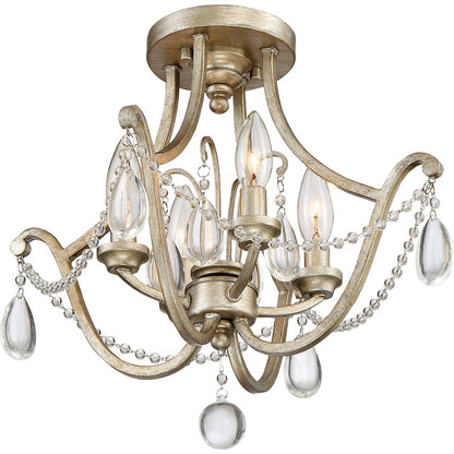 Quoizel 4 Light Regent Semi-Flush Mount, Vintage Gold
