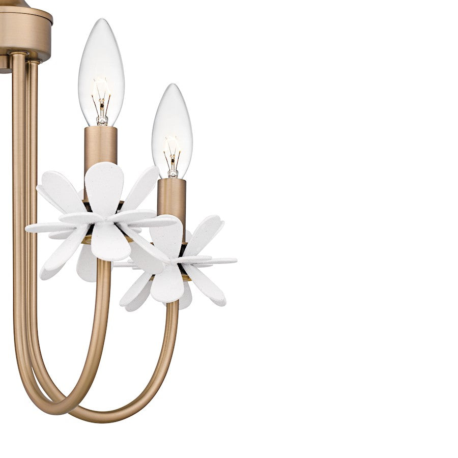 Quoizel Remy 16in 4-Light Semi-Flush Mount | Modern Bronze Gold and White Flower Steel | Bedroom & Hallway | 16 x 16 x 15.5 in | Model REY1716BGD