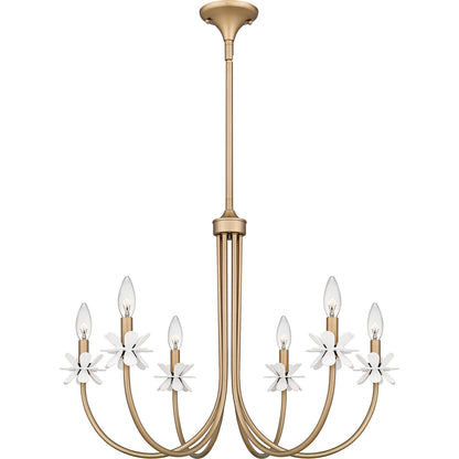 Quoizel Remy 30in 6-Light Chandelier | Modern Bronze Gold Steel and White Flower | Dining Room & Living Room | 30 x 30 x 21.5 in | Model REY5030BGD