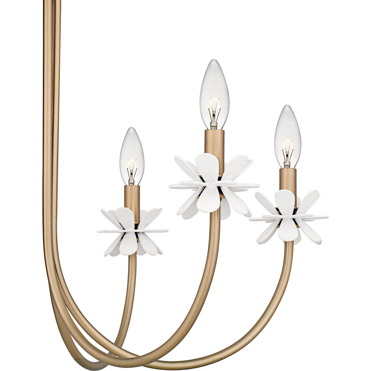 Quoizel Remy 30in 6-Light Chandelier | Modern Bronze Gold Steel and White Flower | Dining Room & Living Room | 30 x 30 x 21.5 in | Model REY5030BGD