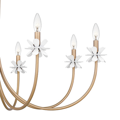 Quoizel Remy 42in 8-Light Chandelier | Modern Bronze Gold Steel and White Flower | Dining Room & Foyer | 42 x 42 x 27.5 in | Model REY5042BGD