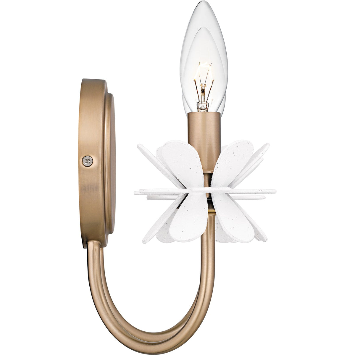 Quoizel Remy 12in 2-Light Wall Sconce | Modern Bronze Gold Steel and White Flower | Bedroom & Hallway | 12 x 5.25 x 9 in | Model REY8812BGD