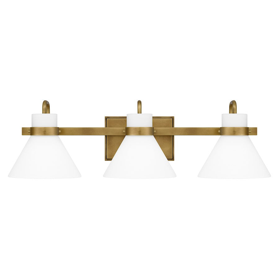Quoizel Regency 3 Light Bath Vanity, Weathered Brass/Opal Etched