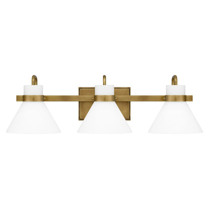 Quoizel Regency 3 Light Bath Vanity, Weathered Brass/Opal Etched