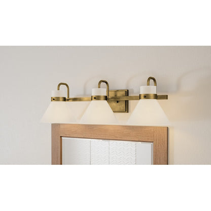 Quoizel Regency 3 Light Bath Vanity, Weathered Brass/Opal Etched