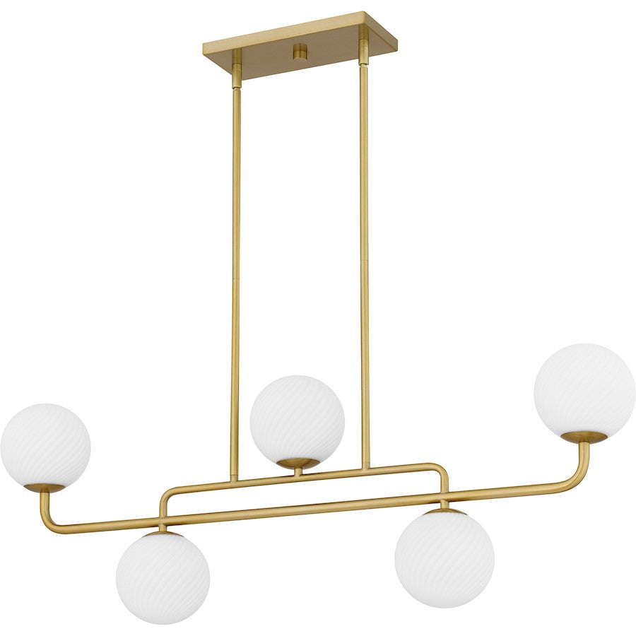 Quoizel Regis 5 Light Island Light, Gold/Opal Etched Swirled Glass