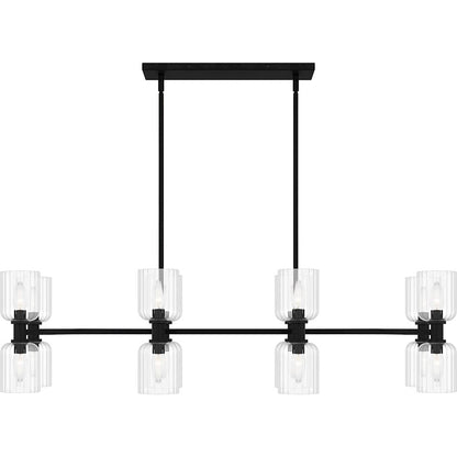 Quoizel Ramada 16 Light Island Light, Matte Black/Clear Ribbed Glass