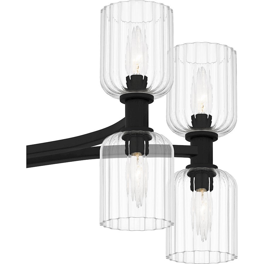 Quoizel Ramada 16 Light Island Light, Matte Black/Clear Ribbed Glass