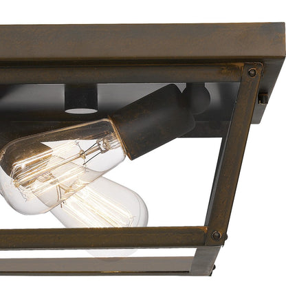 Quoizel Rue De Royal 2 Light Flush Mount, Industrial Bronze/Clear