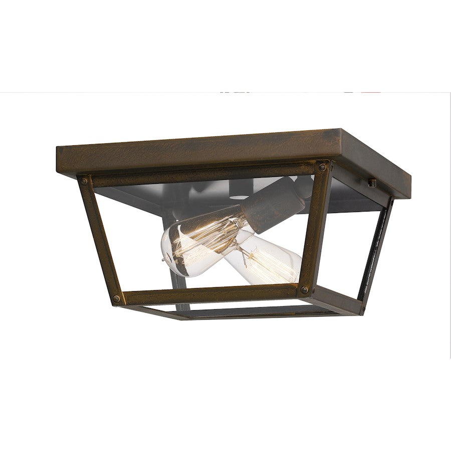 Quoizel Rue De Royal 2 Light Outdoor Flush Mount, Industrial Bronze