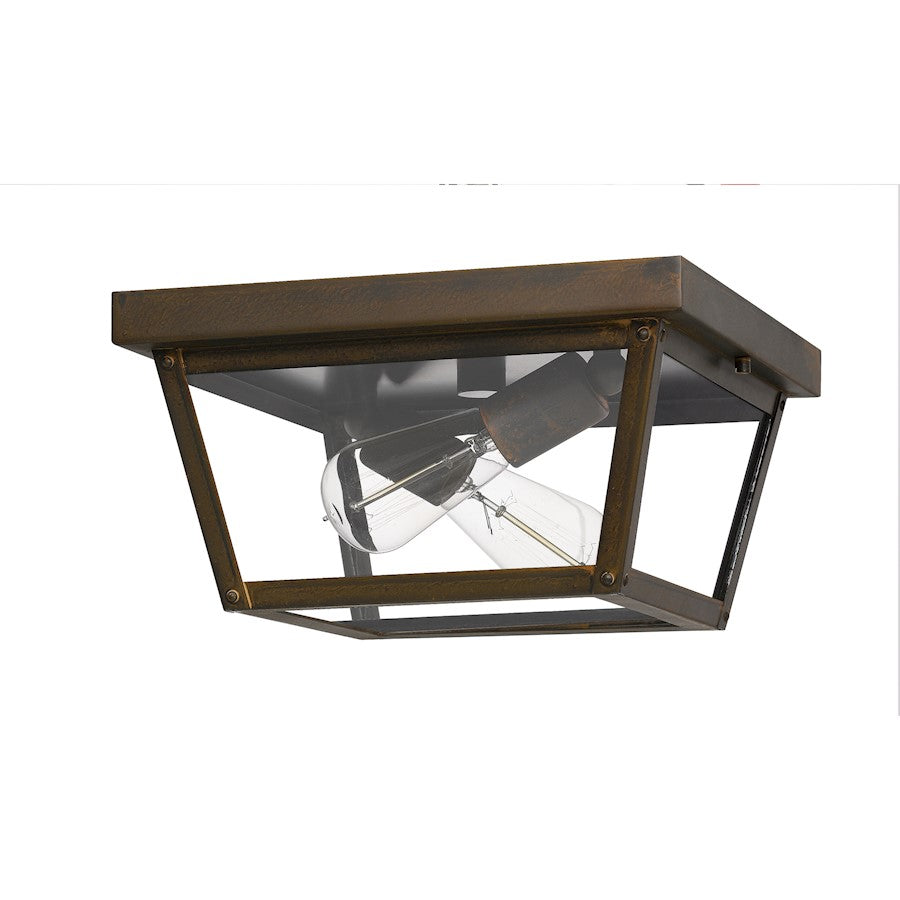 Quoizel Rue De Royal 2 Light Outdoor Flush Mount, Industrial Bronze