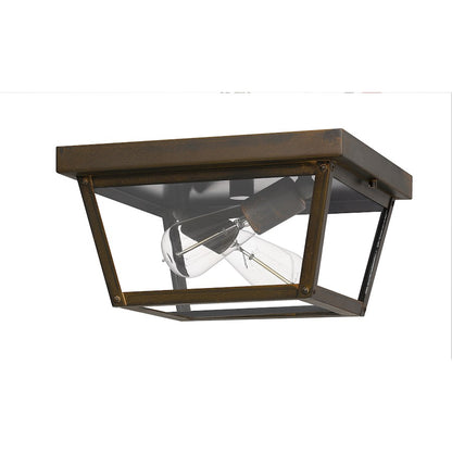 Quoizel Rue De Royal 2 Light Outdoor Flush Mount, Industrial Bronze
