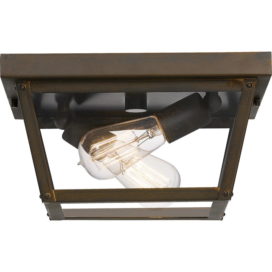 Quoizel Rue De Royal 2 Light Outdoor Flush Mount, Industrial Bronze