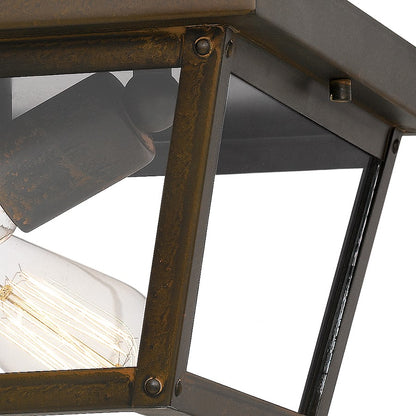 Quoizel Rue De Royal 2 Light Outdoor Flush Mount, Industrial Bronze