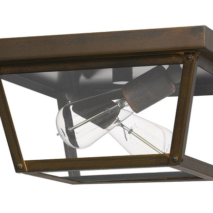 Quoizel Rue De Royal 2 Light Outdoor Flush Mount, Industrial Bronze