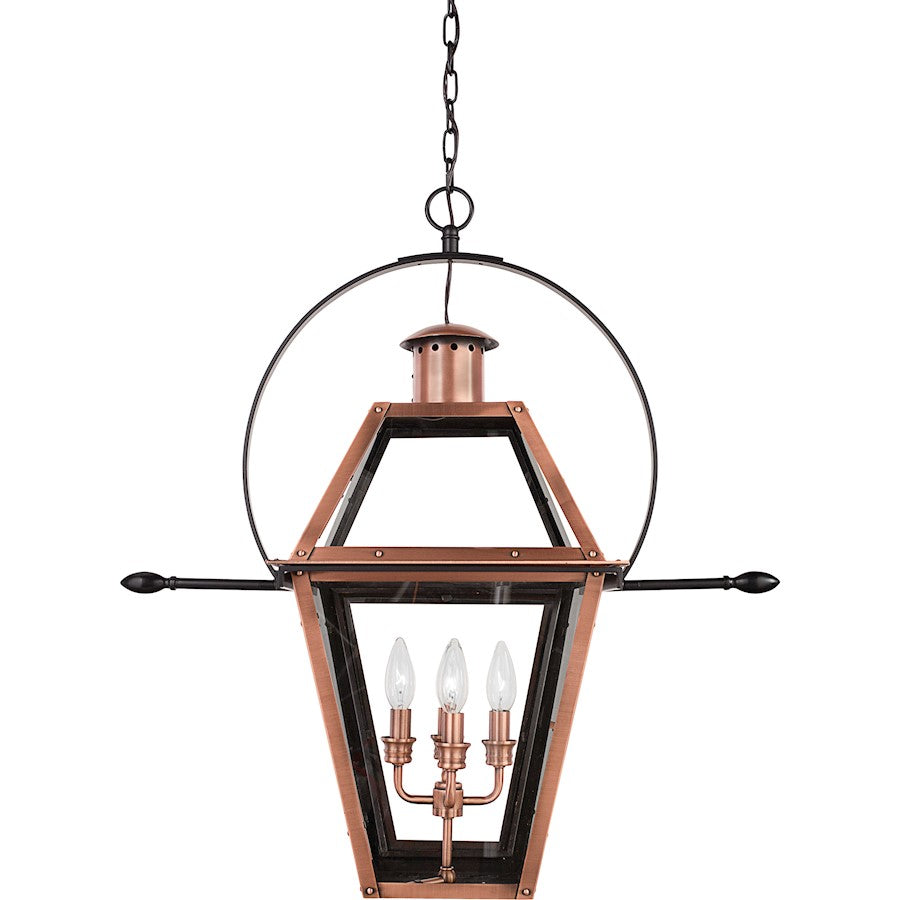 Quoizel 4 Light Rue De Royal Outdoor Pendant, Aged Copper