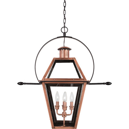 Quoizel 4 Light Rue De Royal Outdoor Pendant, Aged Copper
