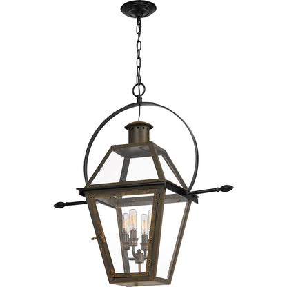 Quoizel Rue De Royal 4 Light Outdoor Hanging Lantern, Bronze