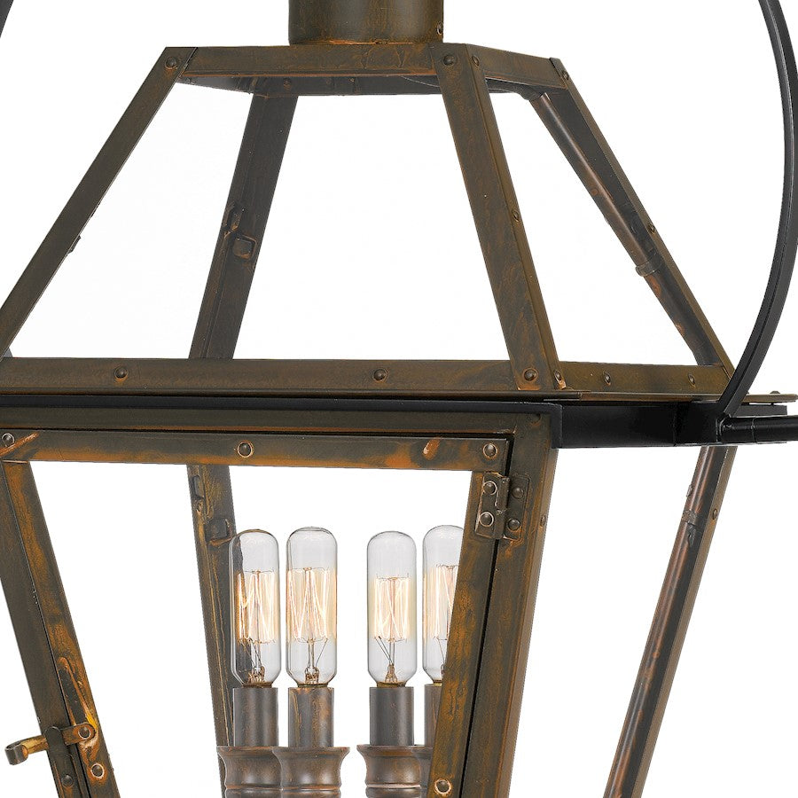 Quoizel Rue De Royal 4 Light Outdoor Hanging Lantern, Bronze