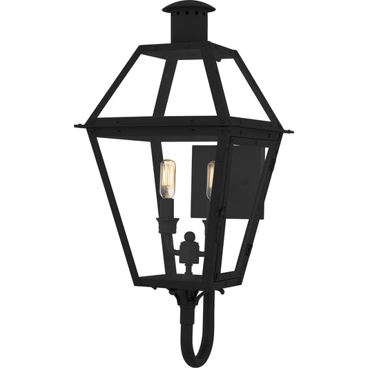Quoizel Rue De Royal 24in 2-Light Outdoor Lantern | Traditional Earth Black and Clear Glass | Entryway & Porch | Model RO8311EK