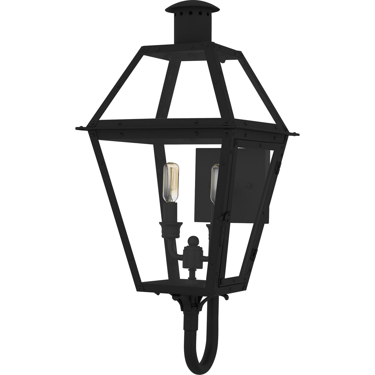 Quoizel Rue De Royal 24in 2-Light Outdoor Lantern | Traditional Earth Black and Clear Glass | Entryway & Porch | Model RO8311EK