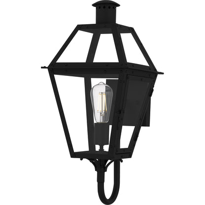 Quoizel Rue De Royal 20in 1-Light Outdoor Lantern | Traditional Earth Black and Clear Glass | Front Porch & Entryway | Model RO8410EK