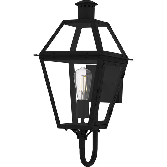 Quoizel Rue De Royal 20in 1-Light Outdoor Lantern | Traditional Earth Black and Clear Glass | Front Porch & Entryway | Model RO8410EK