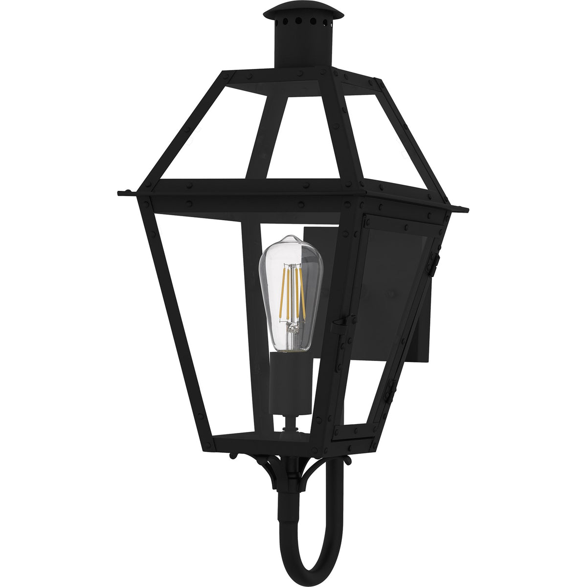Quoizel Rue De Royal 20in 1-Light Outdoor Lantern | Traditional Earth Black and Clear Glass | Front Porch & Entryway | Model RO8410EK