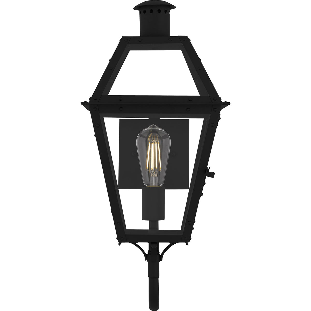 Quoizel Rue De Royal 20in 1-Light Outdoor Lantern | Traditional Earth Black and Clear Glass | Front Porch & Entryway | Model RO8410EK