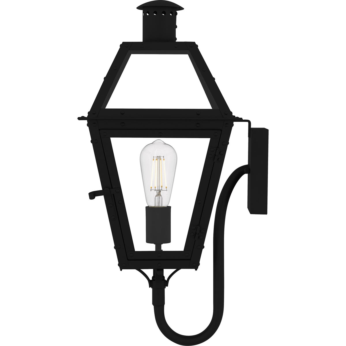 Quoizel Rue De Royal 20in 1-Light Outdoor Lantern | Traditional Earth Black and Clear Glass | Front Porch & Entryway | Model RO8410EK