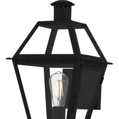 Quoizel Rue De Royal 20in 1-Light Outdoor Lantern | Traditional Earth Black and Clear Glass | Front Porch & Entryway | Model RO8410EK