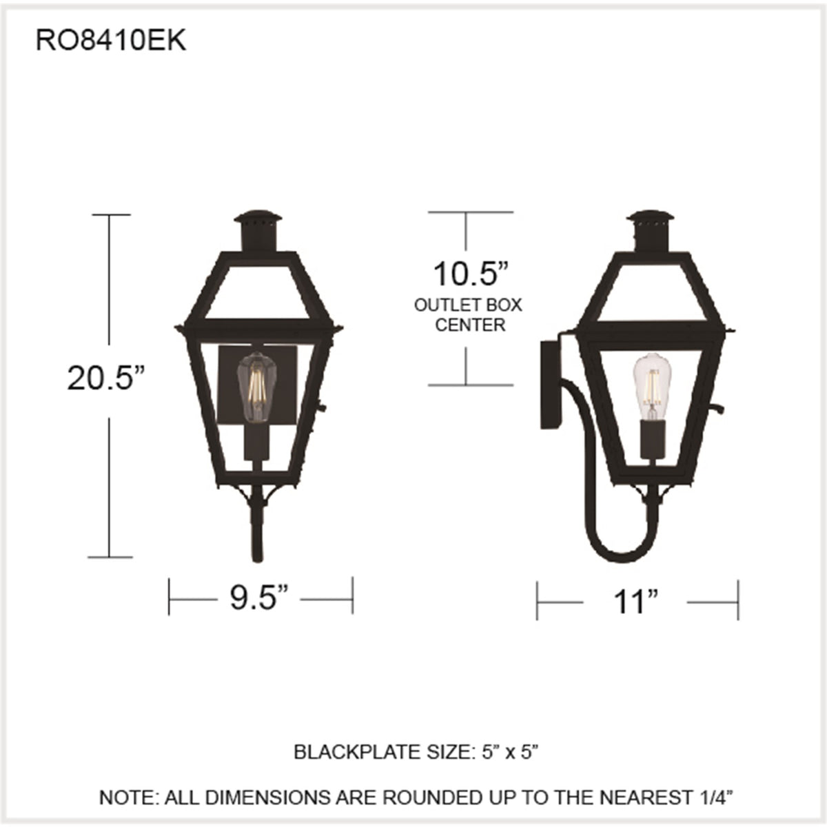 Quoizel Rue De Royal 20in 1-Light Outdoor Lantern | Traditional Earth Black and Clear Glass | Front Porch & Entryway | Model RO8410EK