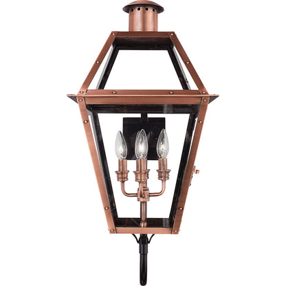 Quoizel Rue De Royal 16in 4-Light Outdoor Lantern | Traditional Aged Copper and Clear Glass | Front Porch & Patio | Model RO8414AC