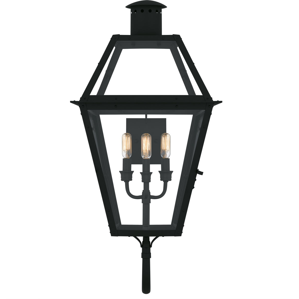 Quoizel Rue De Royal 16in 4-Light Outdoor Lantern | Traditional Earth Black and Clear Glass | Front Porch & Patio | Model RO8414EK