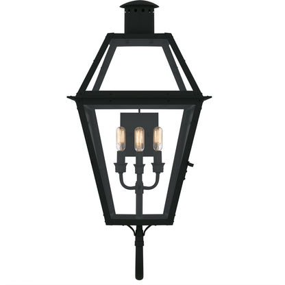 Quoizel Rue De Royal 16in 4-Light Outdoor Lantern | Traditional Earth Black and Clear Glass | Front Porch & Patio | Model RO8414EK