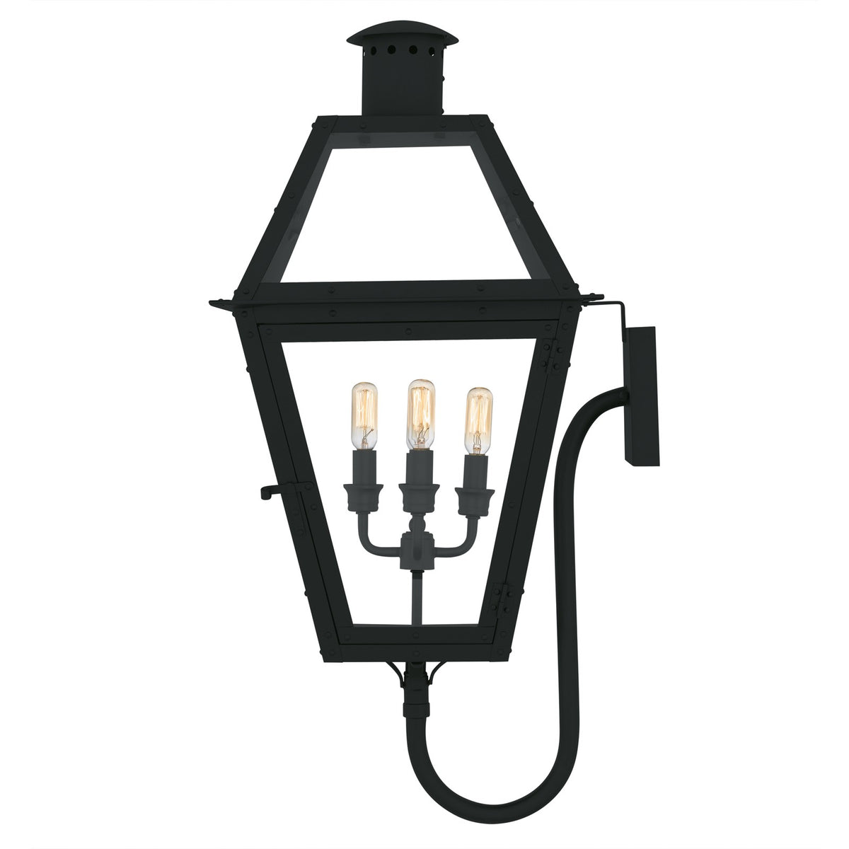 Quoizel Rue De Royal 16in 4-Light Outdoor Lantern | Traditional Earth Black and Clear Glass | Front Porch & Patio | Model RO8414EK