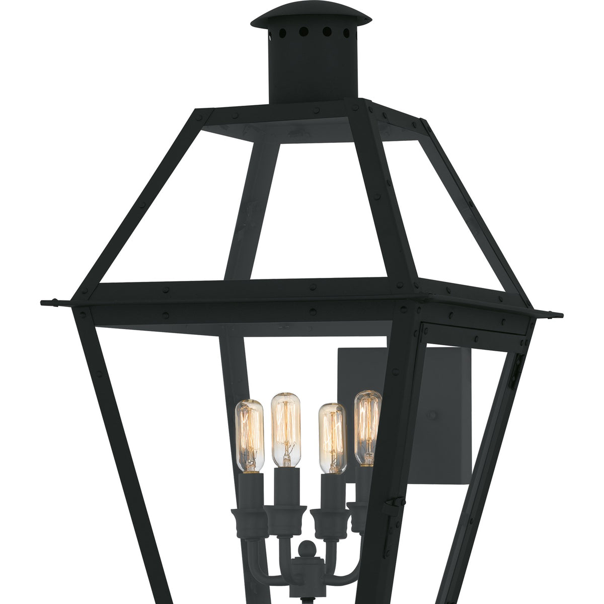 Quoizel Rue De Royal 16in 4-Light Outdoor Lantern | Traditional Earth Black and Clear Glass | Front Porch & Patio | Model RO8414EK