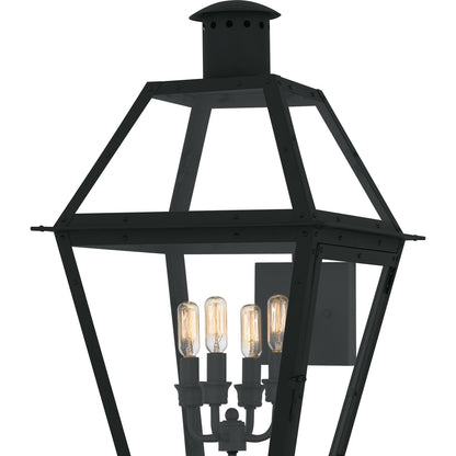 Quoizel Rue De Royal 16in 4-Light Outdoor Lantern | Traditional Earth Black and Clear Glass | Front Porch & Patio | Model RO8414EK