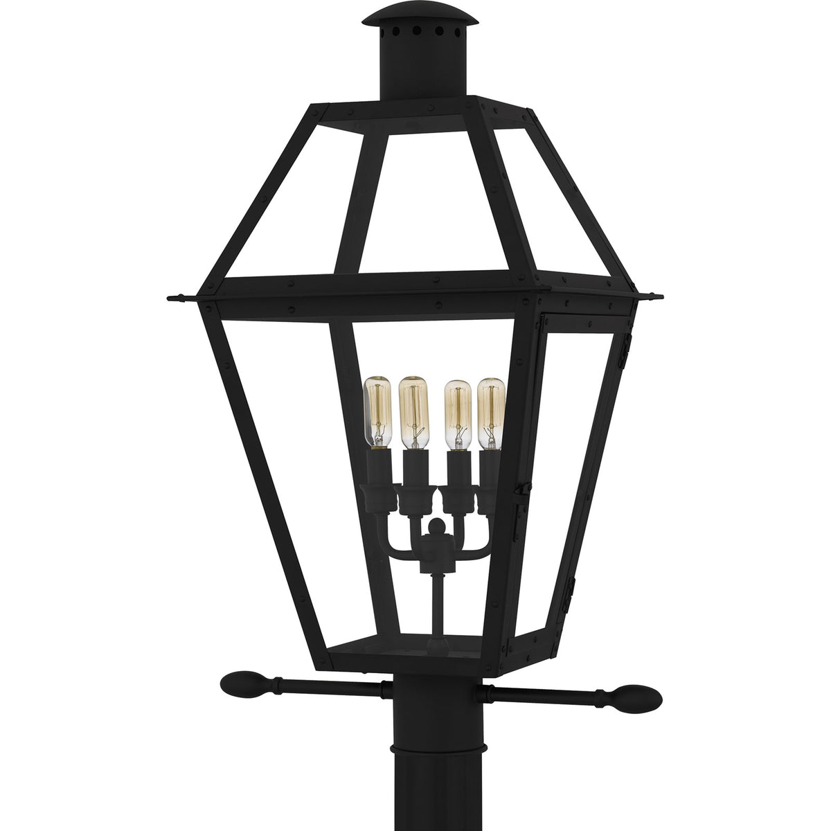 Quoizel Rue De Royal 18in 4-Light Outdoor Lantern | Traditional Earth Black and Clear Glass | Front Porch & Entryway | Model RO9014EK