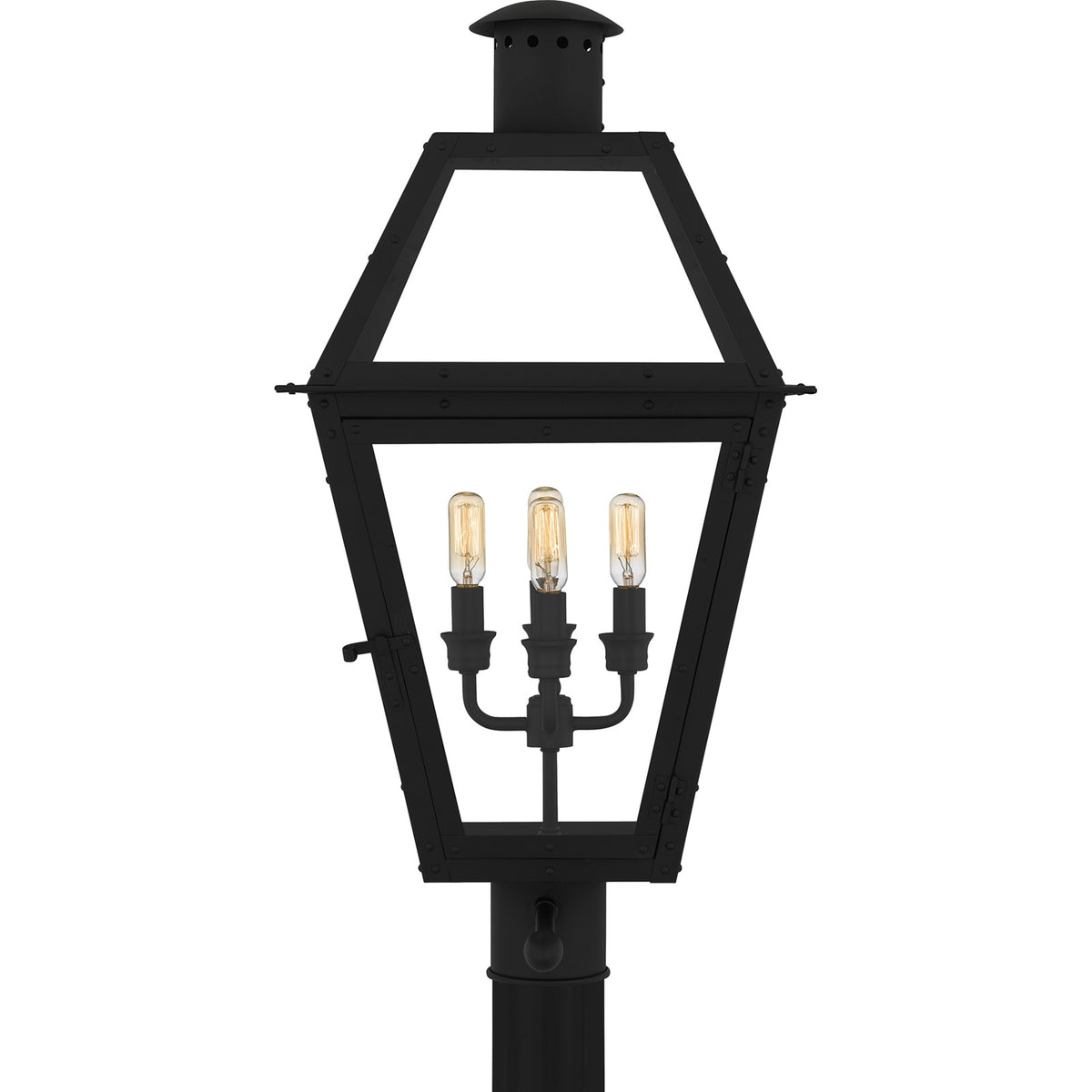 Quoizel Rue De Royal 18in 4-Light Outdoor Lantern | Traditional Earth Black and Clear Glass | Front Porch & Entryway | Model RO9014EK