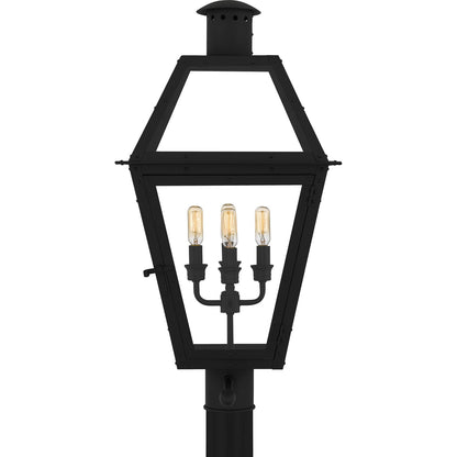 Quoizel Rue De Royal 18in 4-Light Outdoor Lantern | Traditional Earth Black and Clear Glass | Front Porch & Entryway | Model RO9014EK